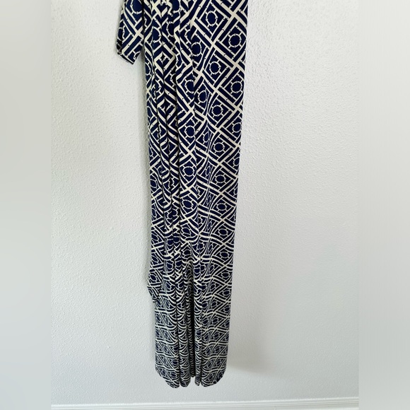 JB Julie Brown wrap dress Maxi S Blue White Bamboo Print - Picture 7 of 8